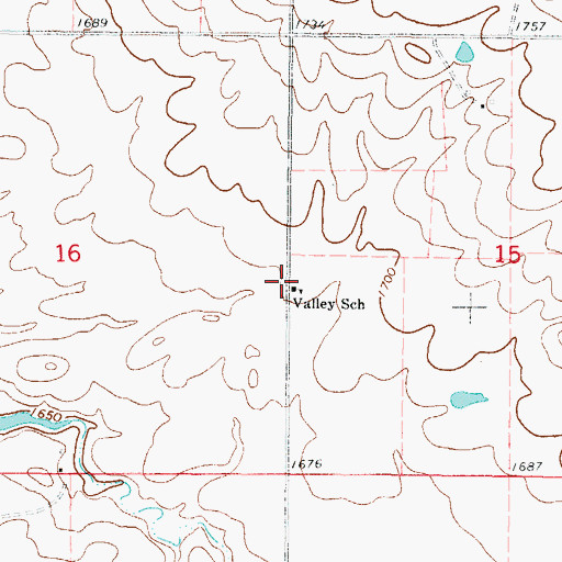 Topographic Map of Valley School, SD