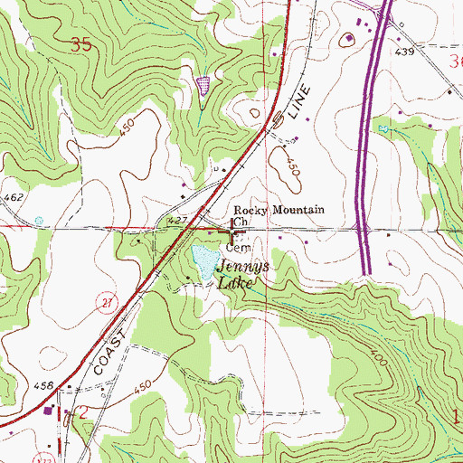 Topographic Map of Rocky Mountain Church, AL