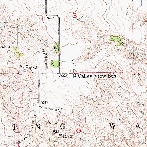 Topographic Map of Valley View School, SD
