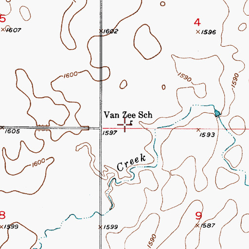 Topographic Map of Van Zee School, SD