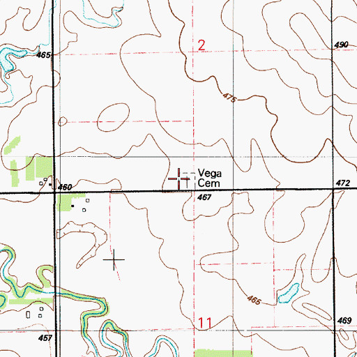 Topographic Map of Vega Cemetery, SD