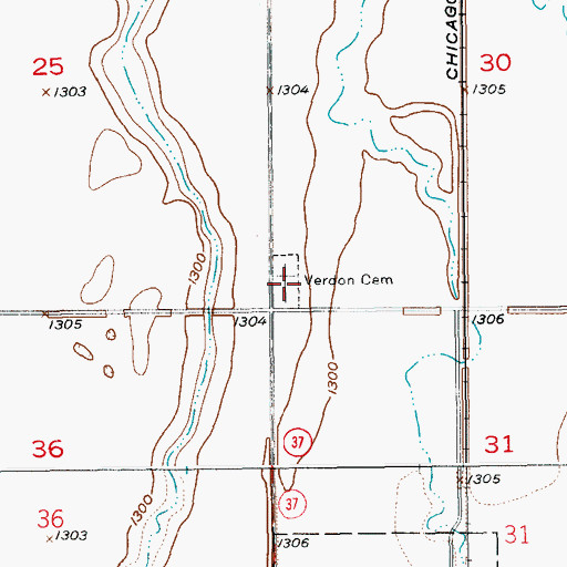 Topographic Map of Verdon Cemetery, SD