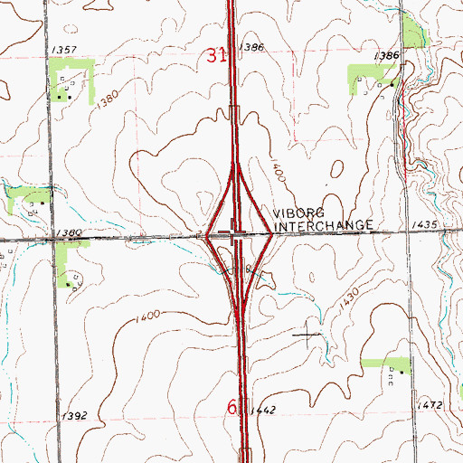 Topographic Map of Viborg Interchange, SD