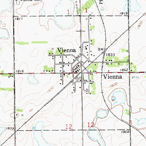 Topographic Map of Vienna, SD
