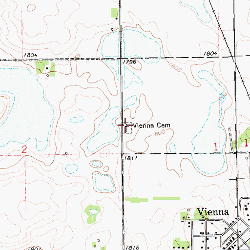 Topographic Map of Vienna Cemetery, SD