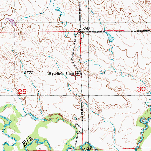 Topographic Map of Viewfield Cemetery, SD