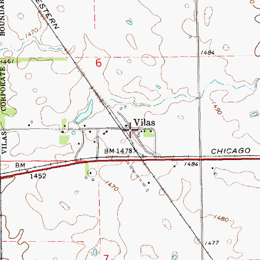 Topographic Map of Vilas, SD