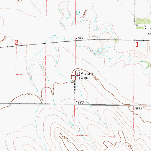 Topographic Map of Vivian Cemetery, SD