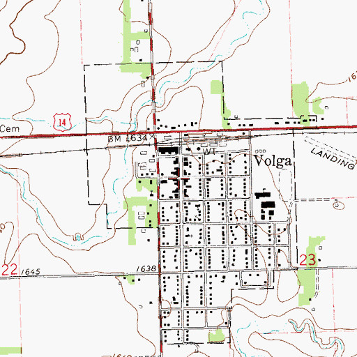 Topographic Map of Volga, SD