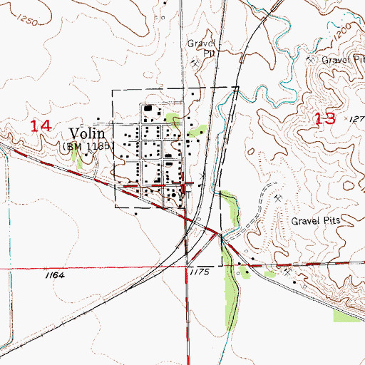 Topographic Map of Volin, SD