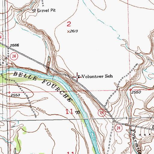Topographic Map of Volunteer School, SD