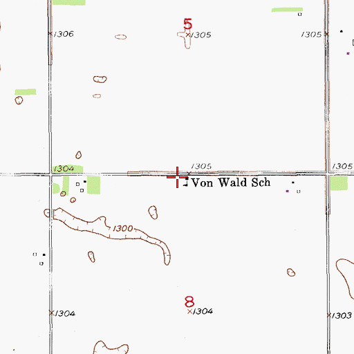 Topographic Map of Von Wald School, SD