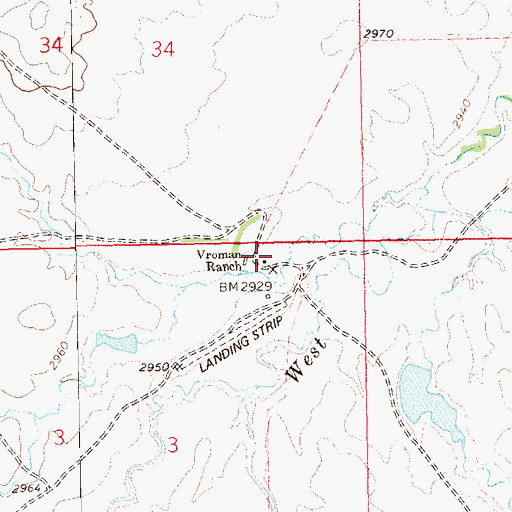 Topographic Map of Vroman Ranch, SD