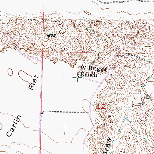 Topographic Map of W Briggs Ranch, SD