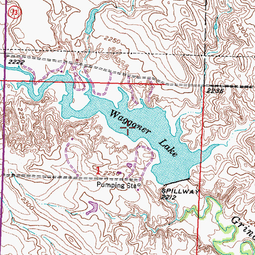 Topographic Map of Waggoner Lake, SD