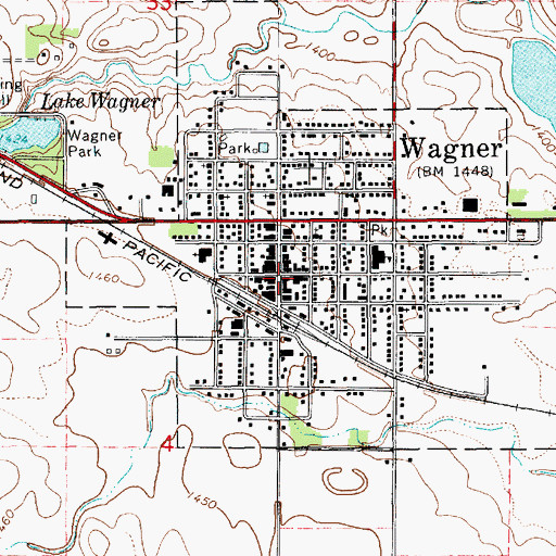 Topographic Map of Wagner, SD