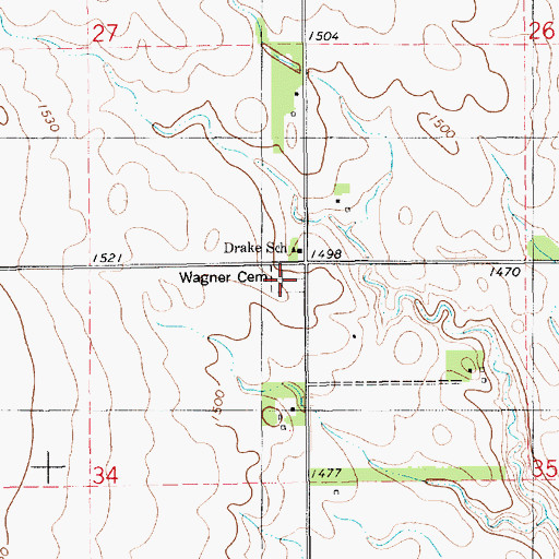 Topographic Map of Wagner Cemetery, SD