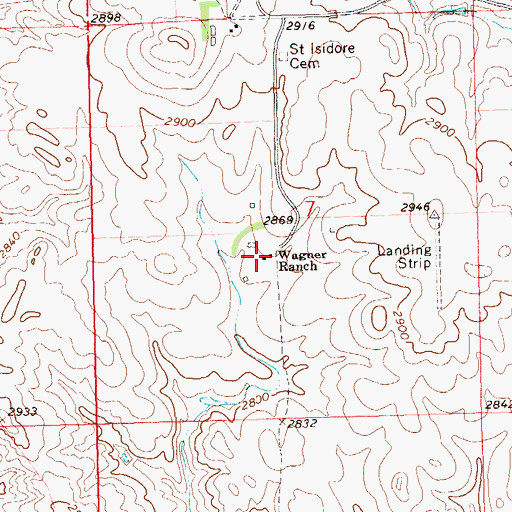 Topographic Map of Wagner Ranch, SD