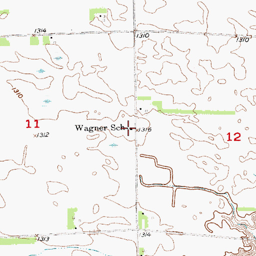 Topographic Map of Wagner School, SD