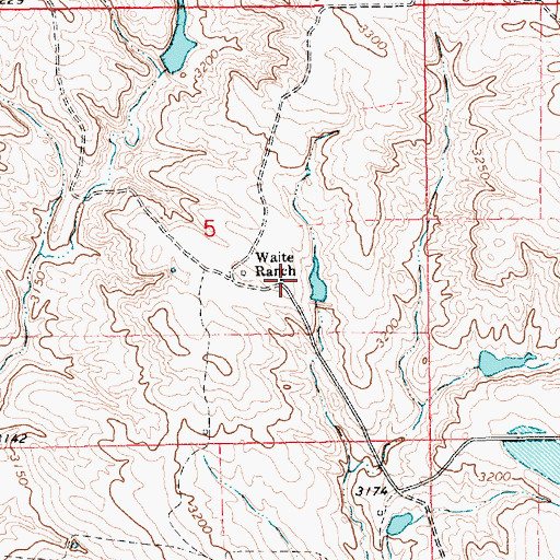Topographic Map of Waite Ranch, SD