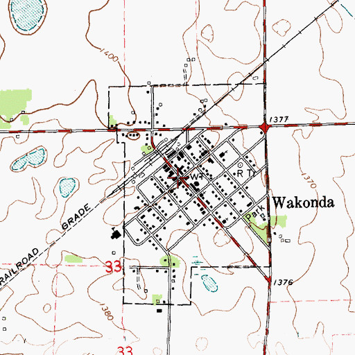 Topographic Map of Wakonda, SD