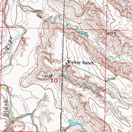 Topographic Map of Walker Ranch, SD