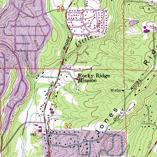 Topographic Map of Rocky Ridge Mission, AL