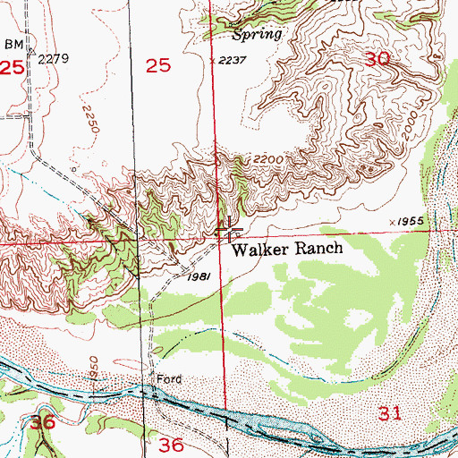 Topographic Map of Walker Ranch, SD
