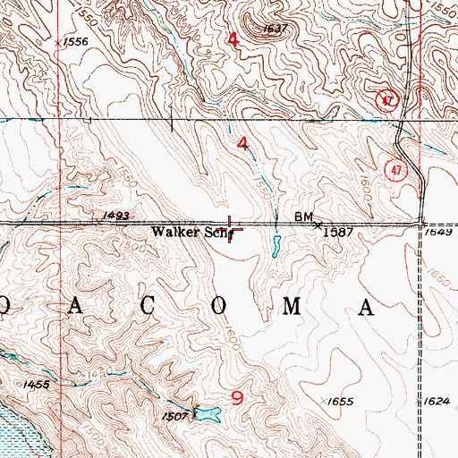 Topographic Map of Walker School, SD