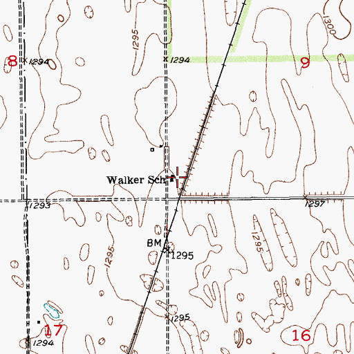 Topographic Map of Walker School, SD