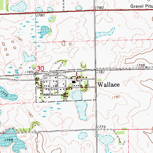 Topographic Map of Wallace, SD
