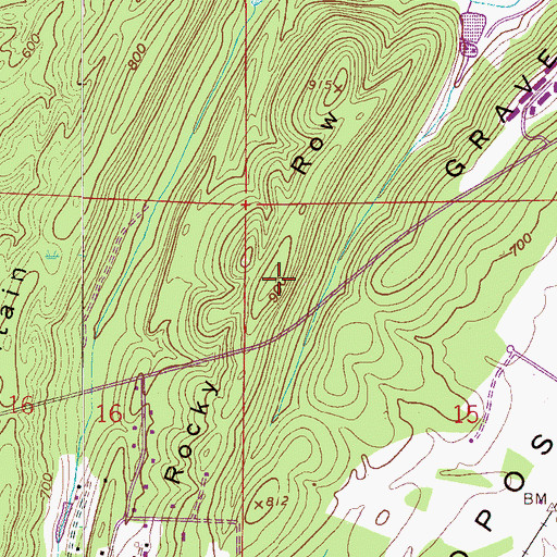 Topographic Map of Rocky Row, AL