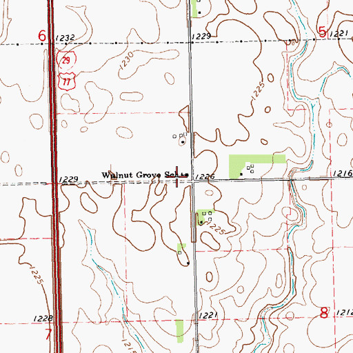 Topographic Map of Walnut Grove School, SD