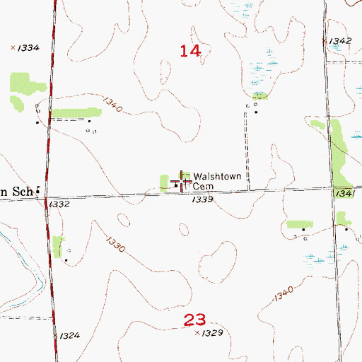 Topographic Map of Walshtown Cemetery, SD