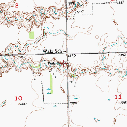 Topographic Map of Walz Cemetery, SD