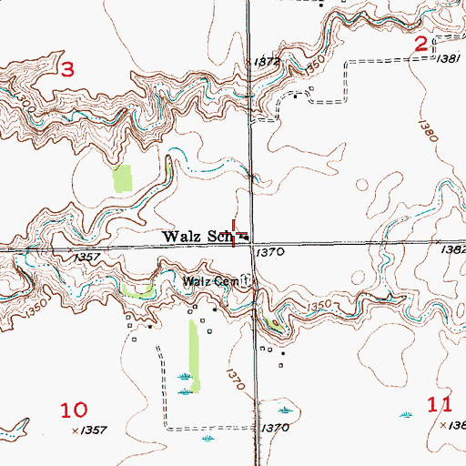 Topographic Map of Walz School, SD