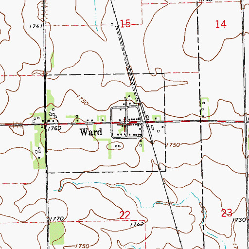 Topographic Map of Ward, SD