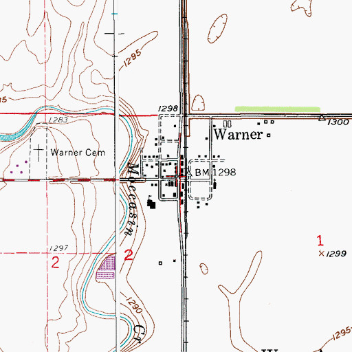 Topographic Map of Warner, SD