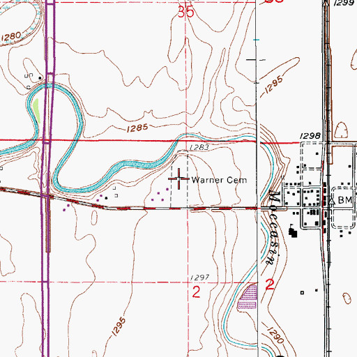 Topographic Map of Warner Cemetery, SD