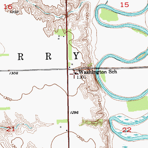 Topographic Map of Washington School, SD