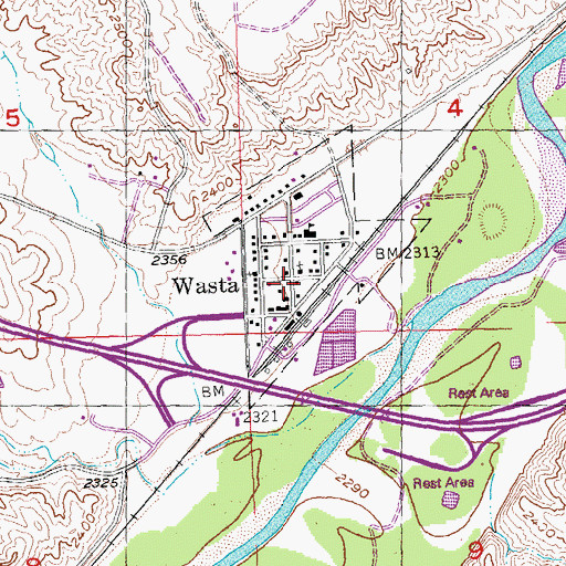 Topographic Map of Wasta, SD