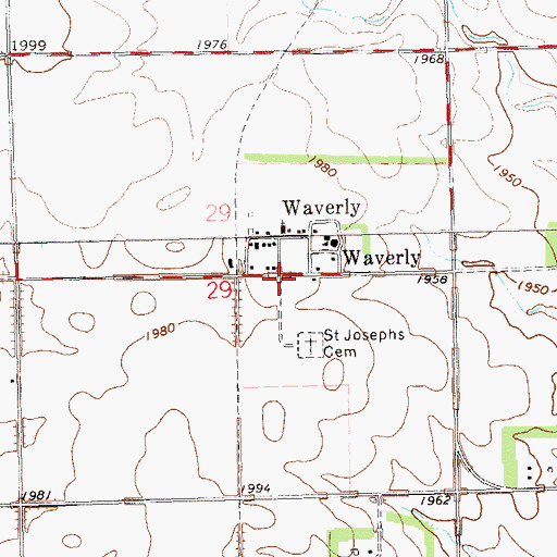 Topographic Map of Waverly, SD