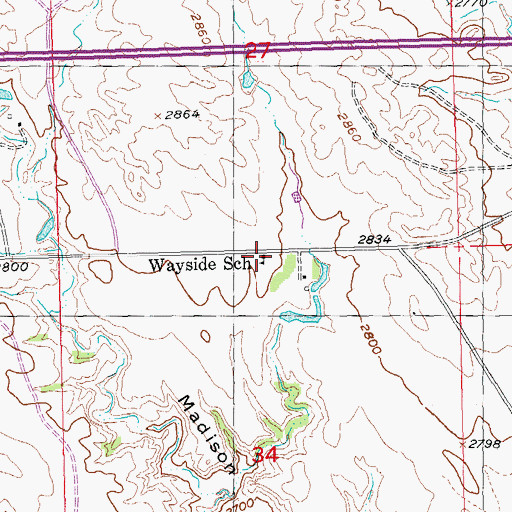 Topographic Map of Wayside School, SD