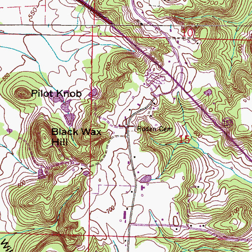 Topographic Map of Roden Cemetery, AL