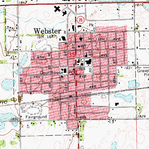 Topographic Map of Webster, SD