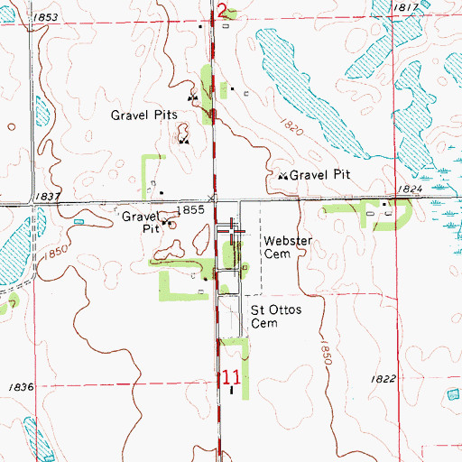 Topographic Map of Webster Cemetery, SD