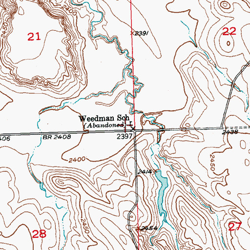 Topographic Map of Weedman School, SD