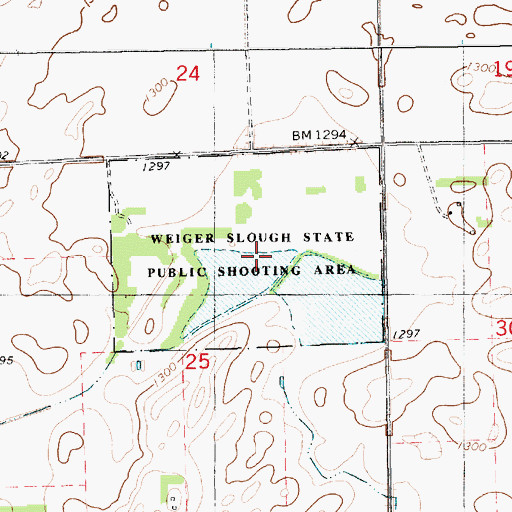 Topographic Map of Weiger Slough State Public Shooting Area, SD