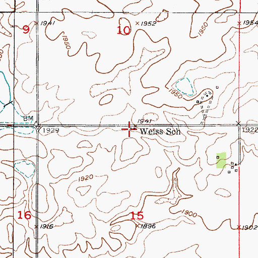 Topographic Map of Weiss School, SD