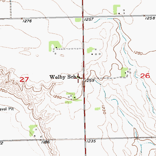 Topographic Map of Welby School, SD